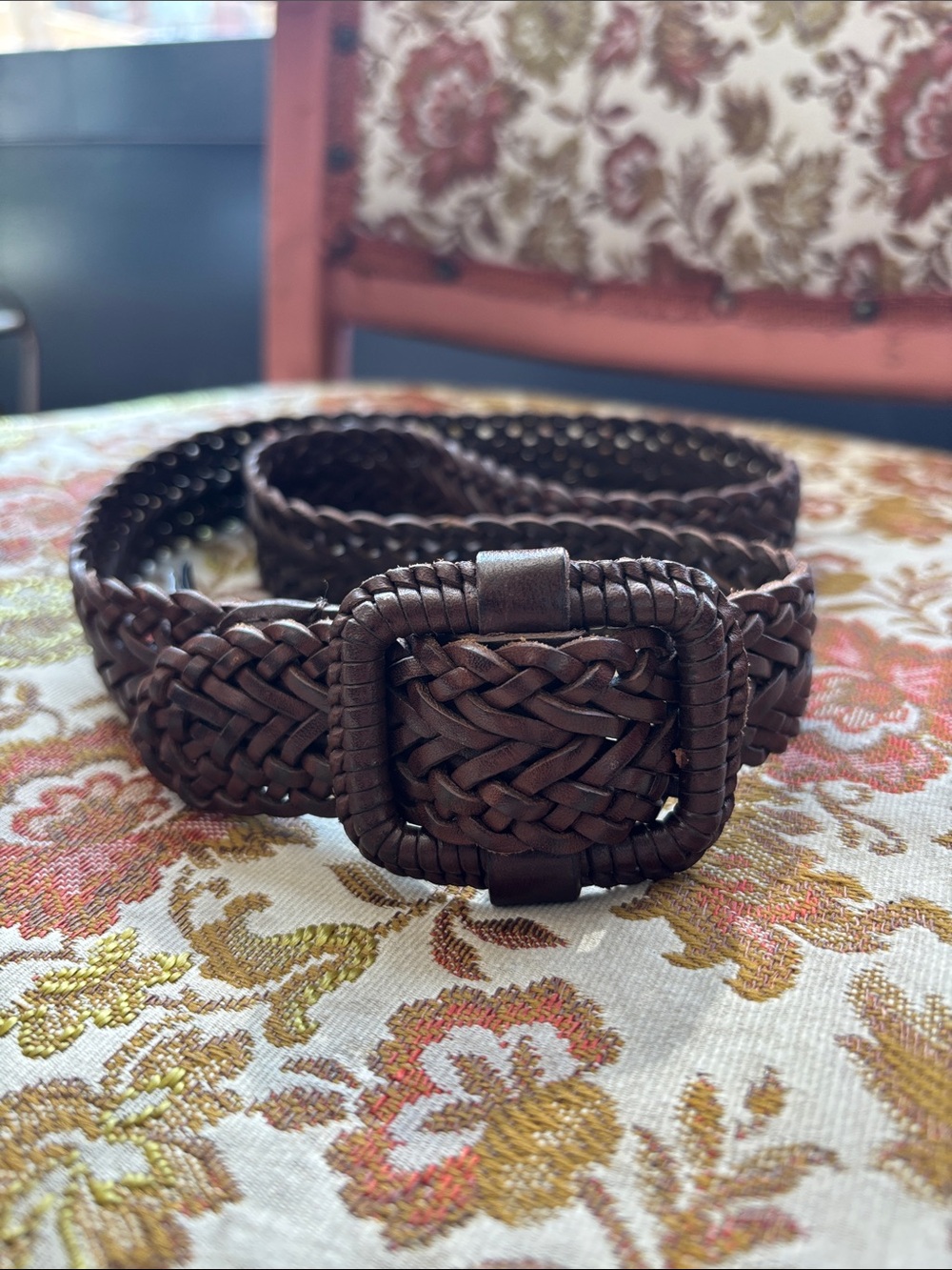 ba&sh Braided Leather Belt in Dark Brown